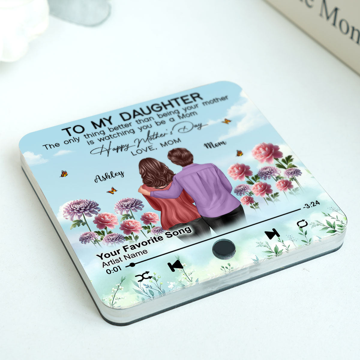 To My Daughter From Mom Happy Mother's Day Birth Flower Personalized Music Fridge Magnet, Gift For Daughter
