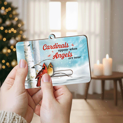 Cardinals Appear When Angels Are Near Custom Photo - Personalized Slider Ornament - Memorial Remembrance Keepsake