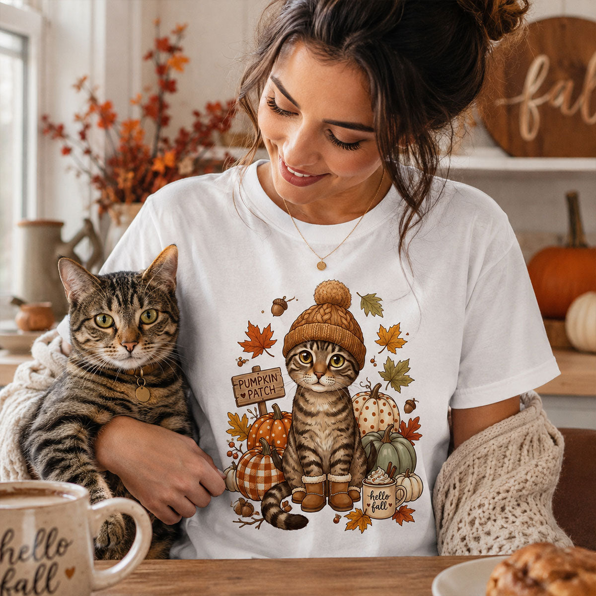 Custom Dog Photo Pumpkin Patch - Personalized Shirt - Fall Gift for Dog Moms, Cat Moms, Pet Lovers