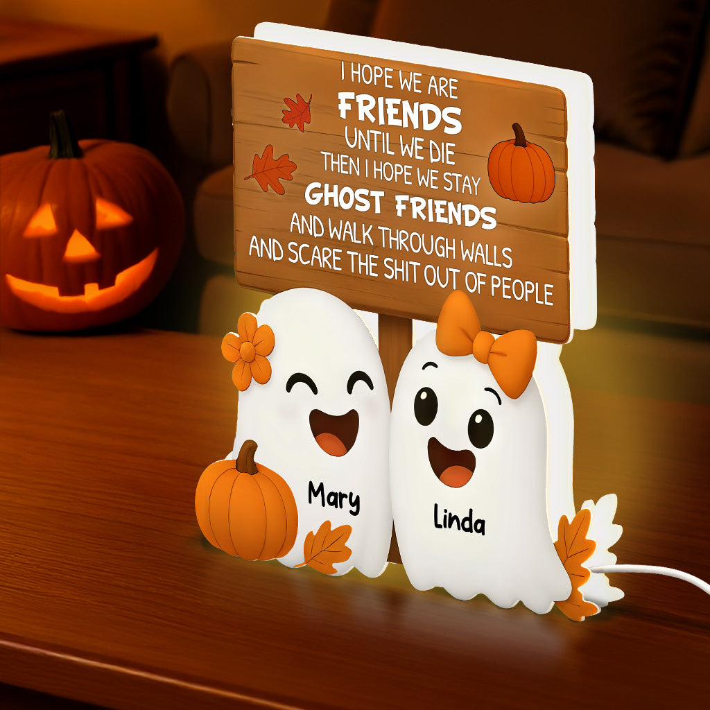 Halloween Cute Funny Boo Ghost Besties Personalized LED Light Box, Halloween Gift For Besties