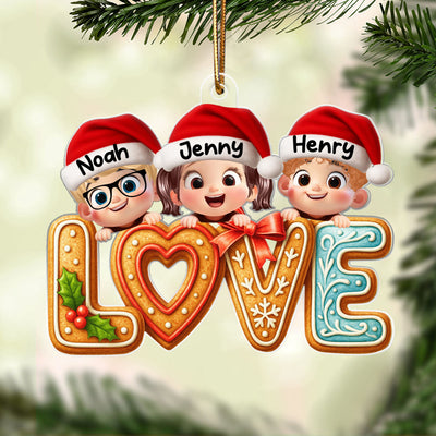 Love My Grandkids Gingerbread Pattern - Personalized Acrylic Ornament - Christmas Gift for Grandma, Grandkids
