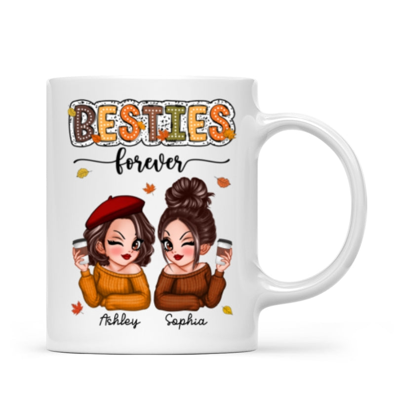 Pretty Besties Sisters Fall Season Pattern Personalized Mug