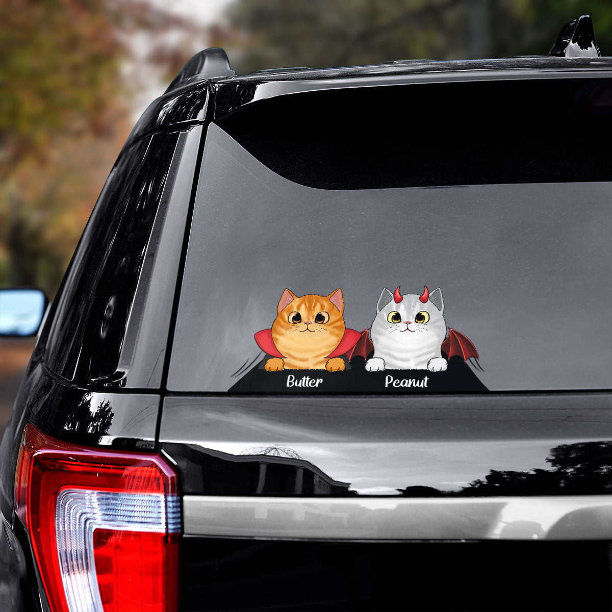 Peeking Halloween Cats Personalized Decal, Halloween Decor