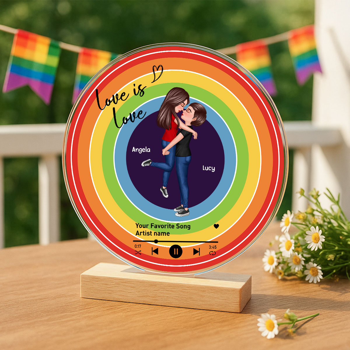 Custom Song  LGBTQ Couple Personalzied Acrylic Record, Anniversary gift, Pride Month gift for him, for her