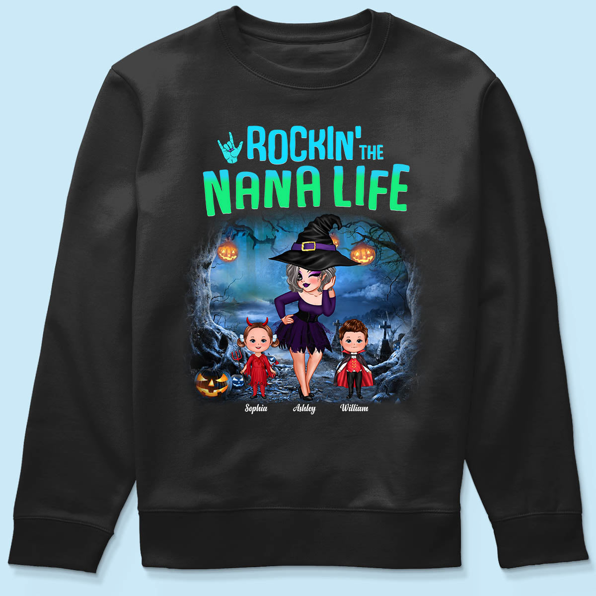 Night Halloween Rockin‘ Grandma Personalized Shirt
