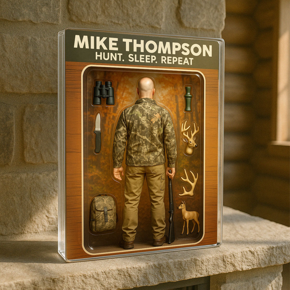 Hunting Dad Grandpa Man Realistic Figure Style Personalized Acrylic Block Plaque