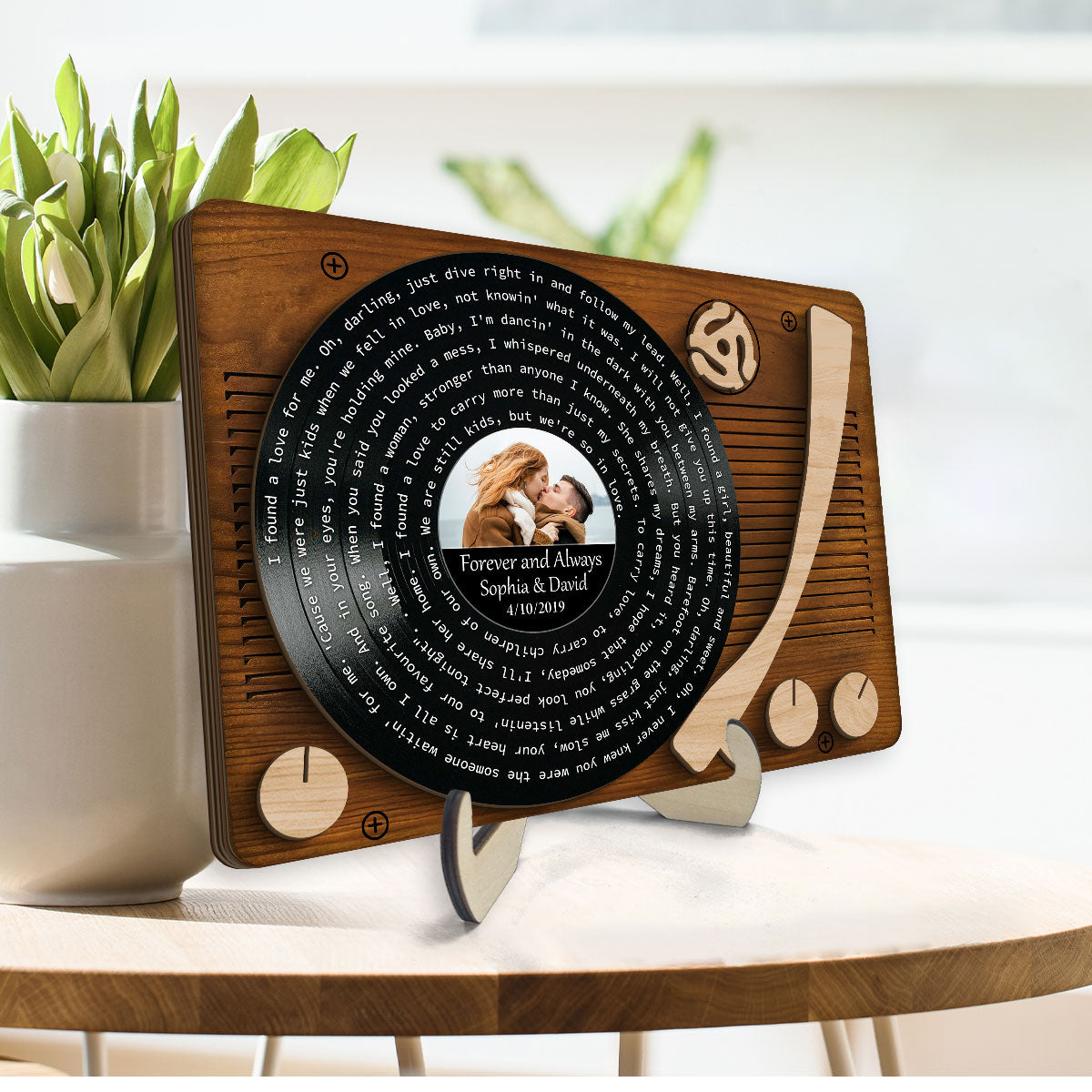 First Dance Wedding Song Vinyl Record Couple Custom Photo Valentine's Day, Wedding, Anniversary, Unique Gift for Him or Her Personalized 2 Layer Wooden Plaque