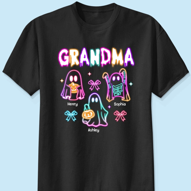 Halloween Grandma Boo Neon Style Personalized Shirt