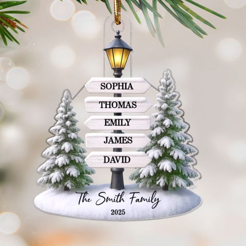 Christmas Family Lamp Posts Directional Signs - Personalized Acrylic Ornament - Gift For Family