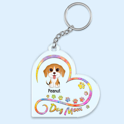 Dog Mom Infinity Heart Personalized Acrylic Keychain