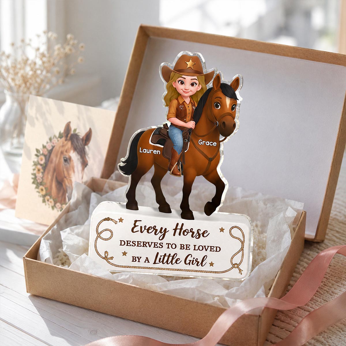 Every Horse Deserved To Be Loved By A Girl 2D Flat Printed - Personalized Acrylic Block Plaque - Keepsake Gift For Horse Lover