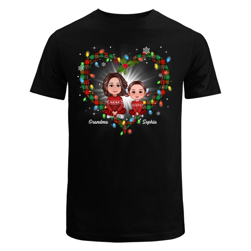 Grandma Grandkids Crossed Legs Heart Christmas Pattern Personalized Shirt