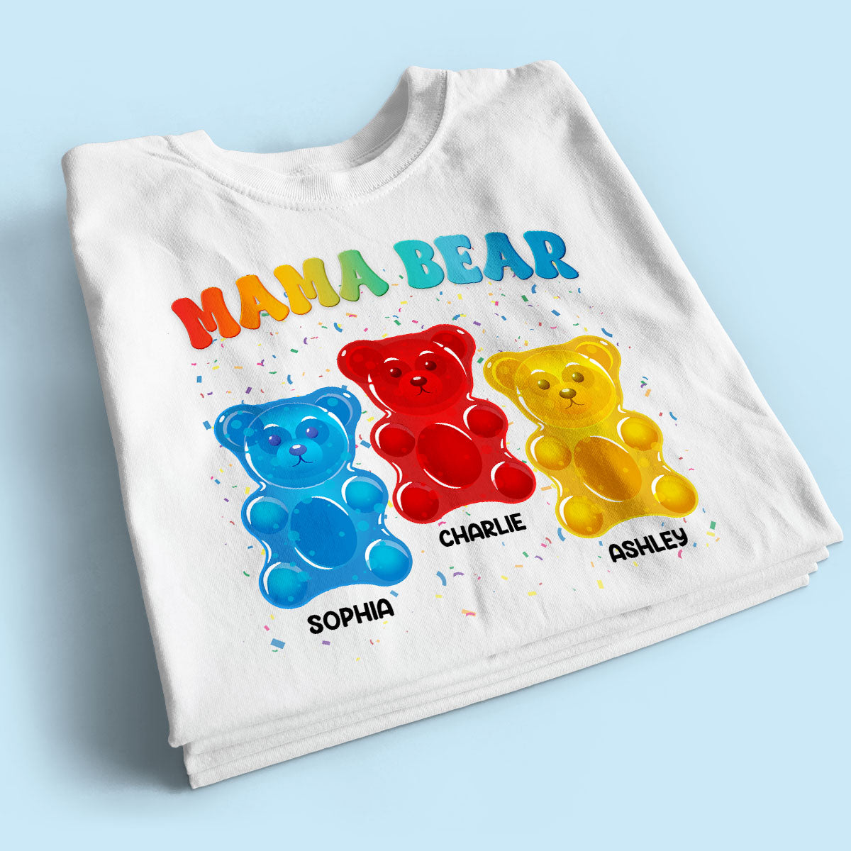 Mama Bear Colorful Bear Gift for Mom Grandma Personalized Shirt