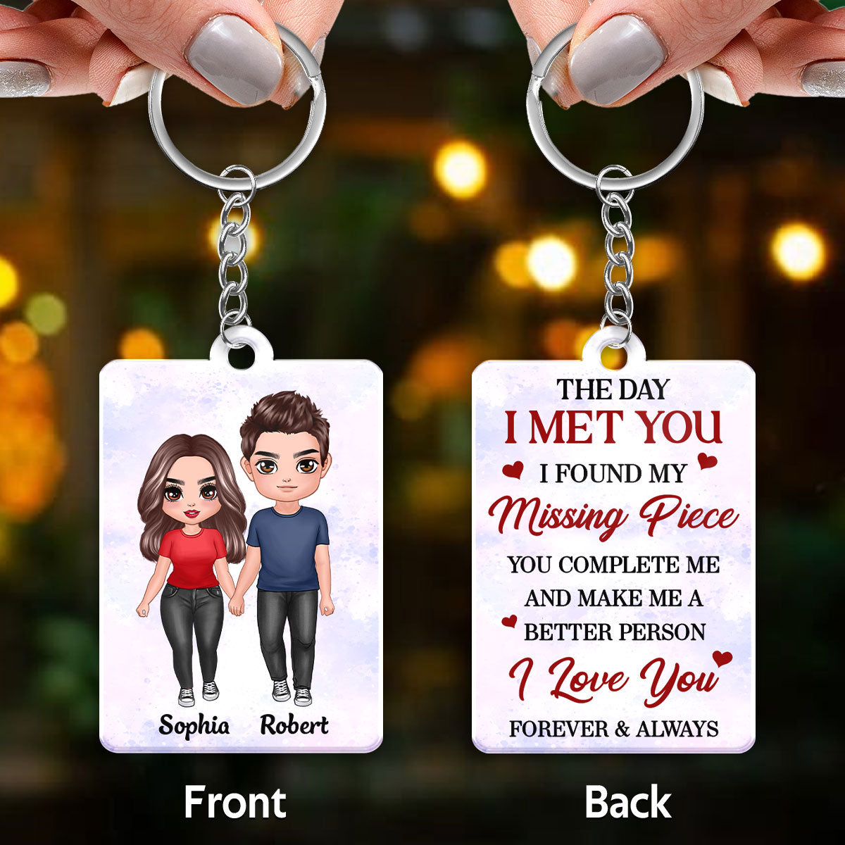 Doll Couple Standing The Day I Met You Personalized Acrylic Keychain