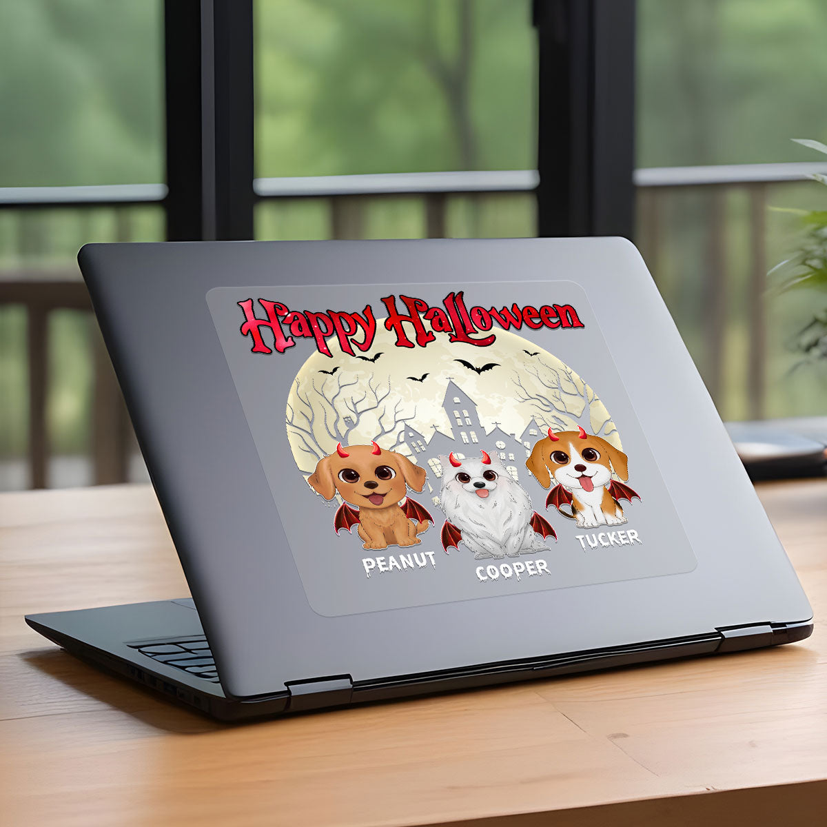 Happy Halloween Cute Dogs Personalized Decal, Halloween Decoration