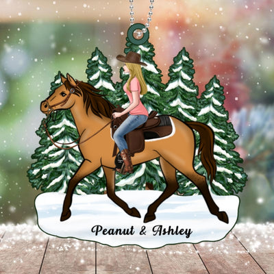 Girl Riding Horse Personalized Wooden Ornament