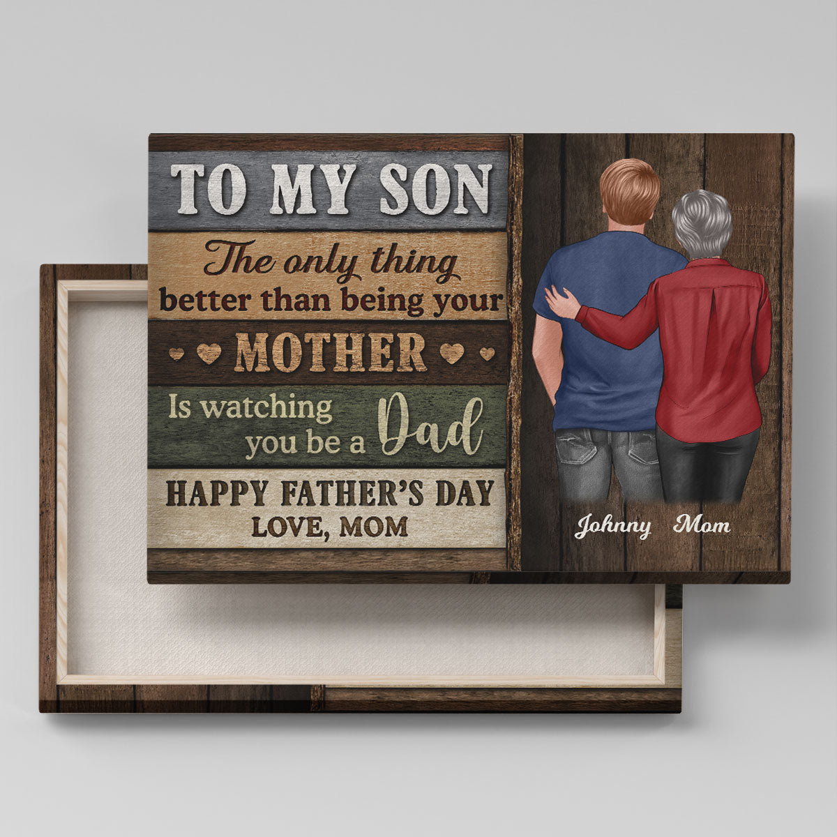 Colored Wood Pallets To My Son From Mom Personalized Wrapped Canvas| Heartfelt Father's Day Gift For Son