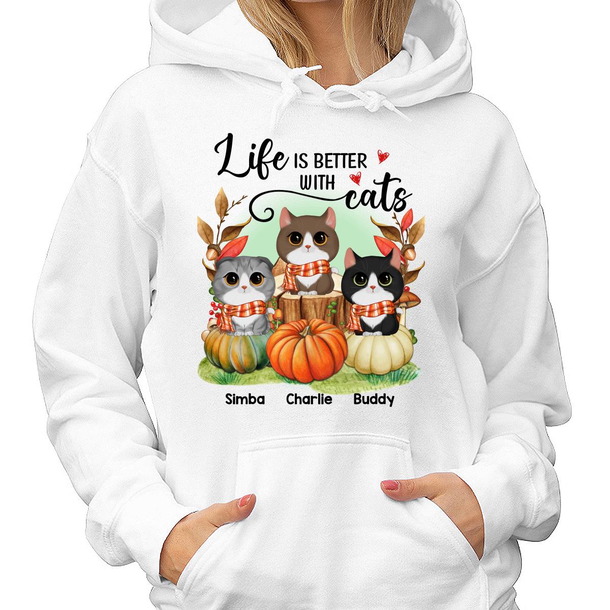 Life Is Better With Cats Fall Season Autumn Personalized Shirt