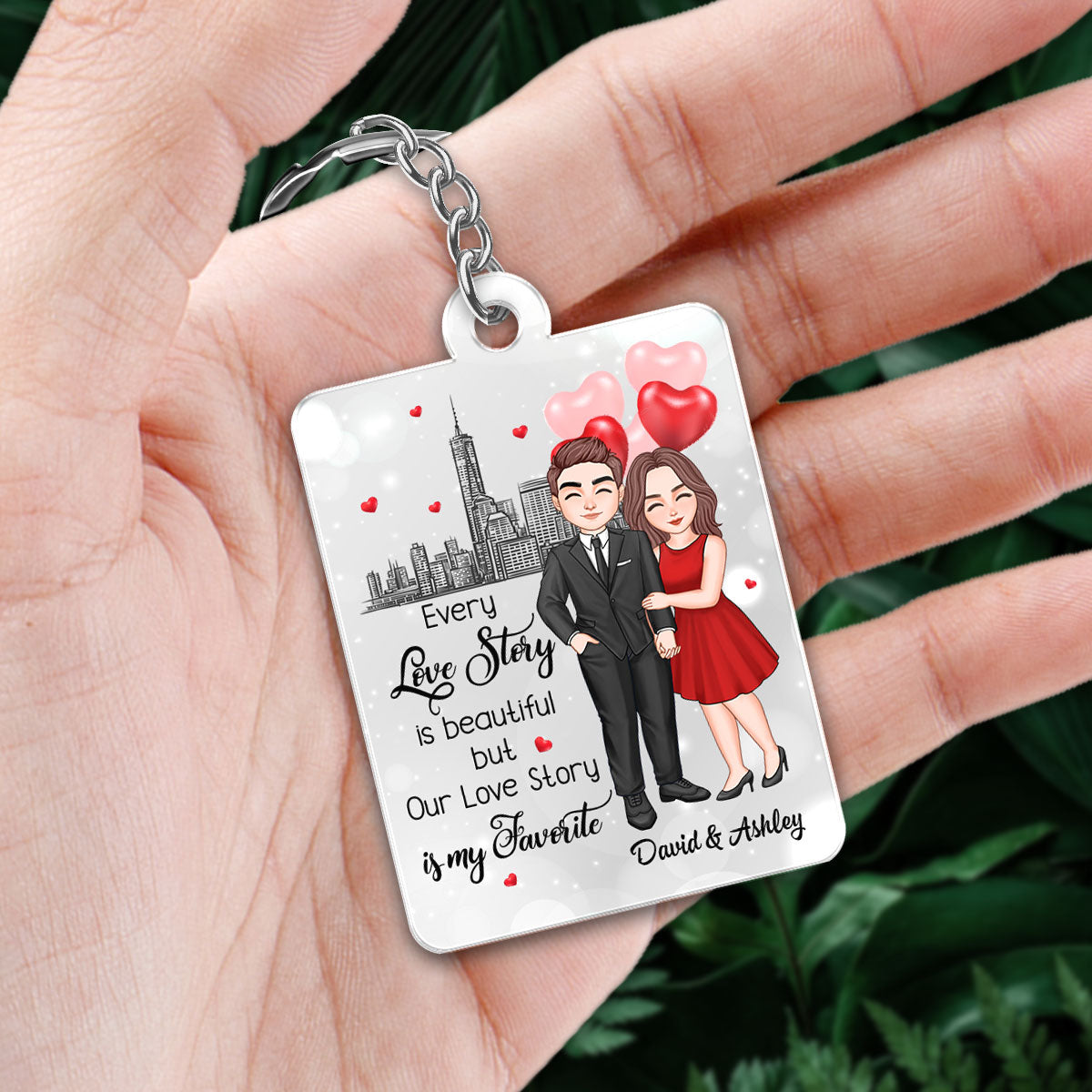 Our Favorite Love Story Couple Skyline Personalized Acrylic Keychain