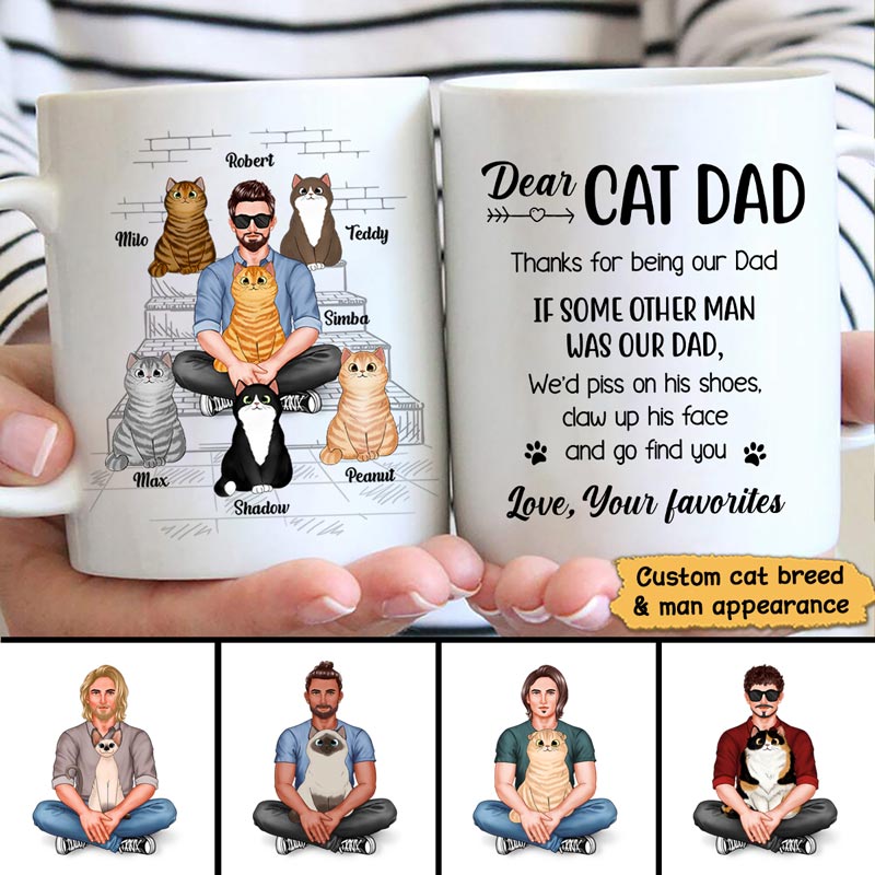 Cat Dad Real Man Funny Gift Personalized Mug