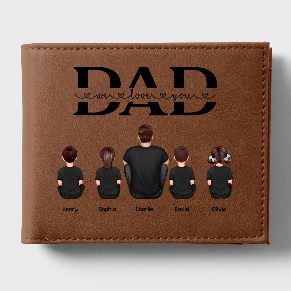 Dad We Love You Personalized Printed Leather Wallet, Gift For Husband, Dad