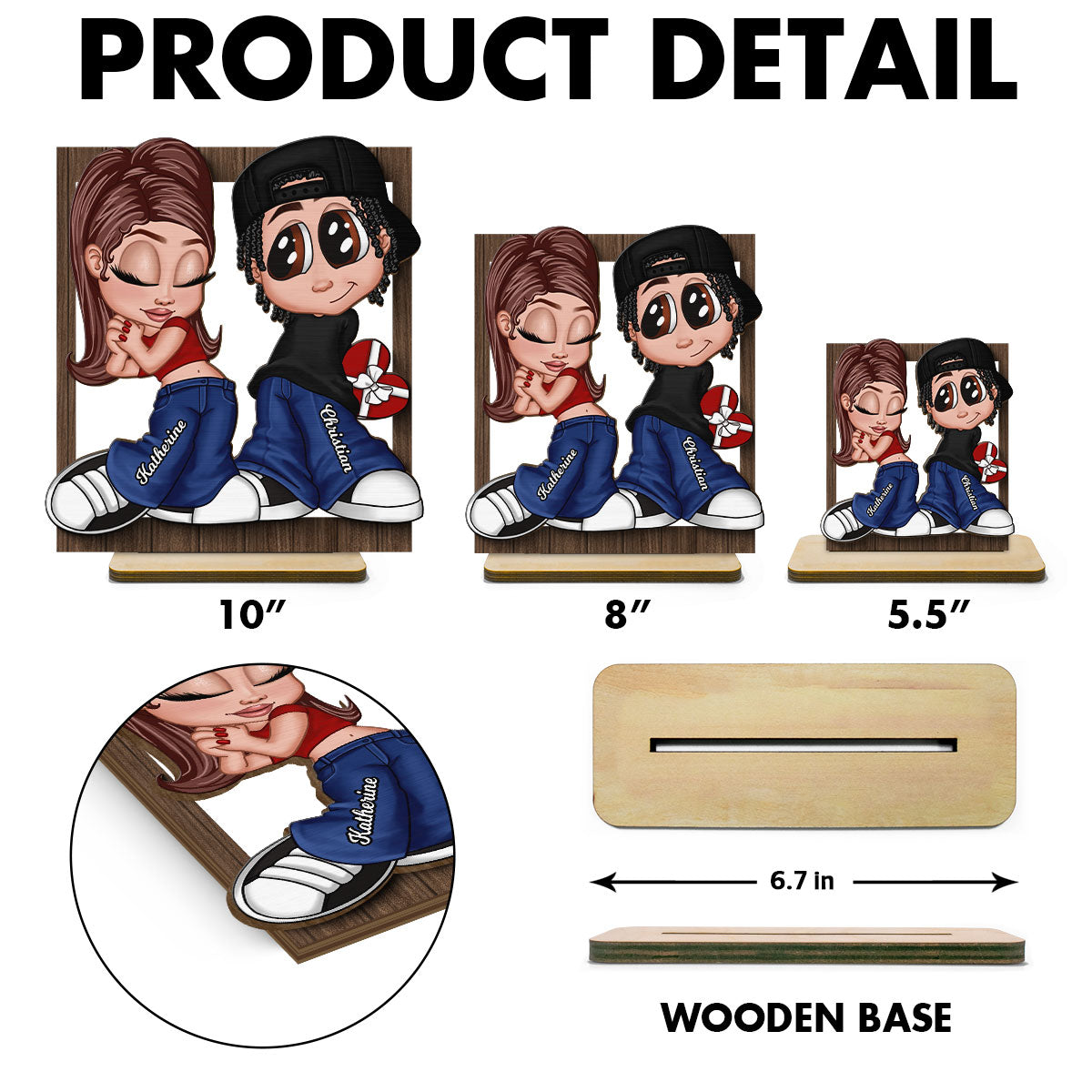 Y2K Couple Frame Gift For Him, Gift For Her Home Decor Personalized 2-Layer Standing Wooden Plaque
