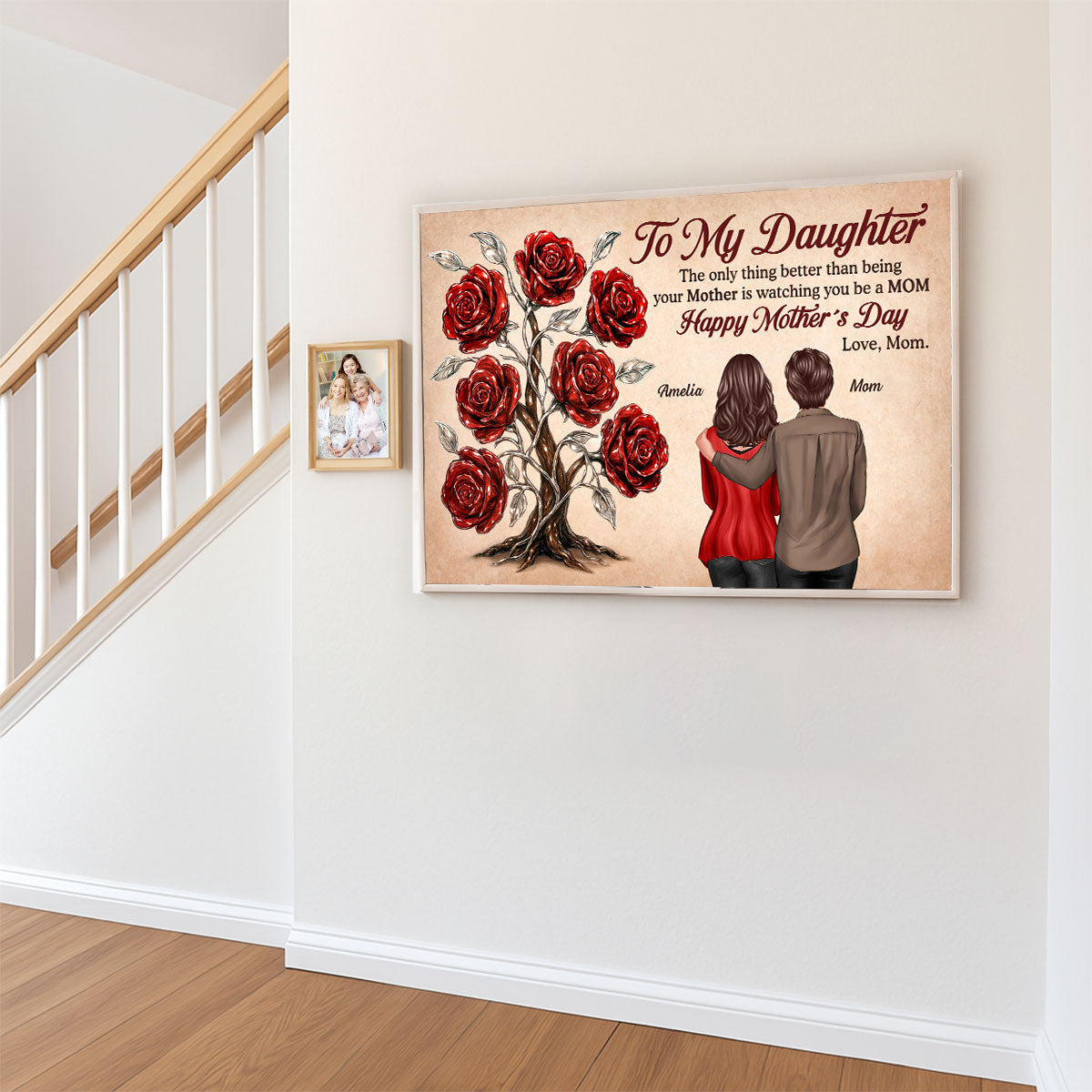 3D Effect Rose Tree To My Daughter From Mom Personalized Poster, Gift For Daughter