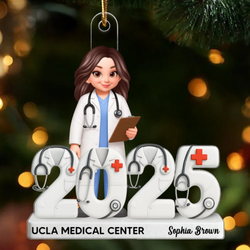 Doctor 2025 3D Effect - Personalized Acrylic Ornament - Christmas Gift for Doctors