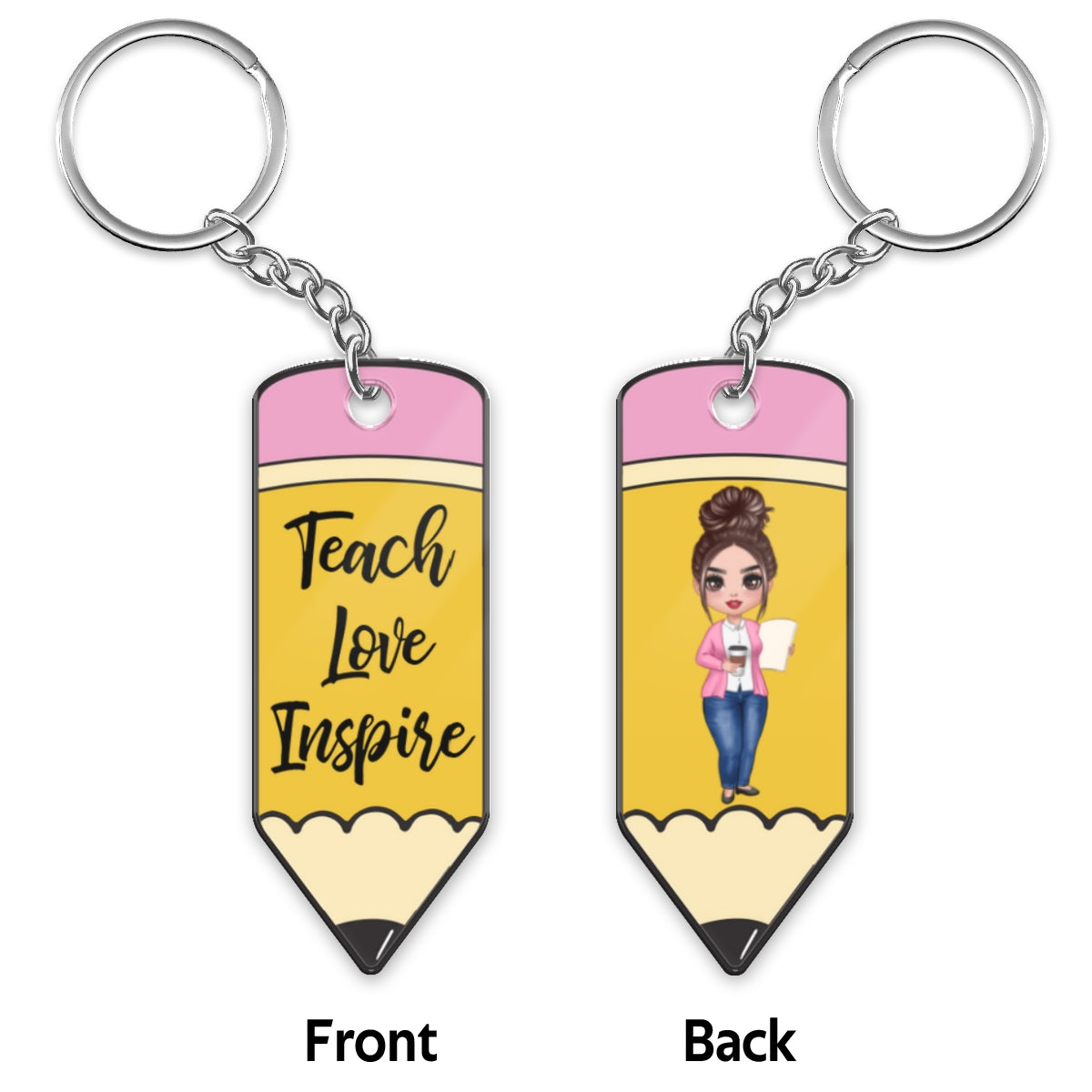 Best Teacher Ever Doll Teacher Personalized Crayon Shaped Acrylic Keychain