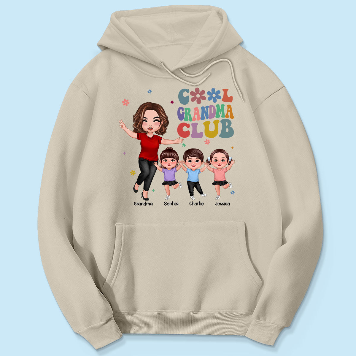 Cool Grandma Club Happy Doll Grandma Kids Personalized Shirt