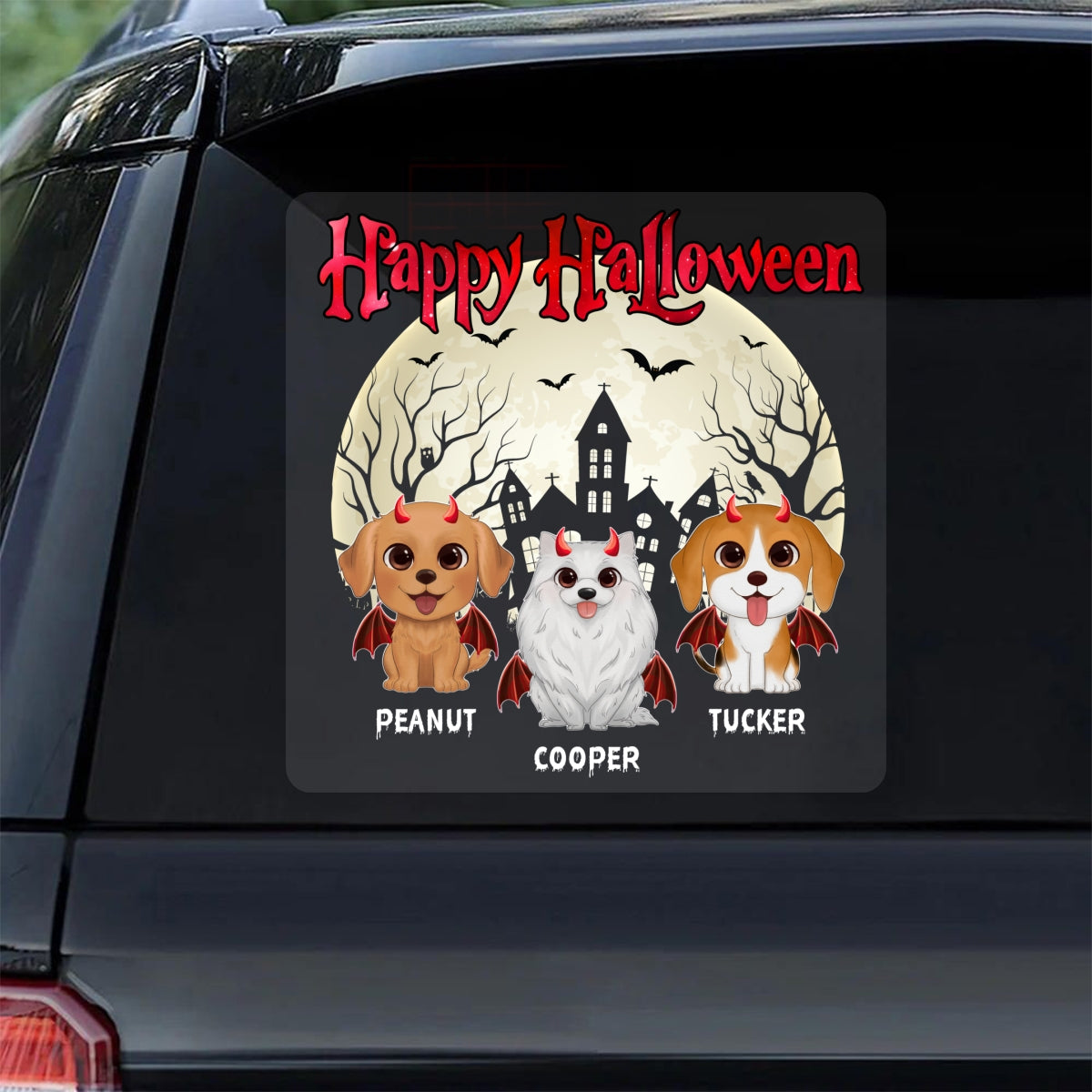 Happy Halloween Cute Dogs Personalized Decal, Halloween Decoration