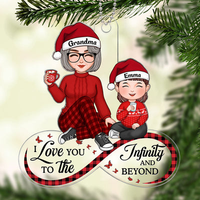 Love You To Infinity & Beyond Cute Grandma Grandkid Sitting Personalized Acrylic Ornament