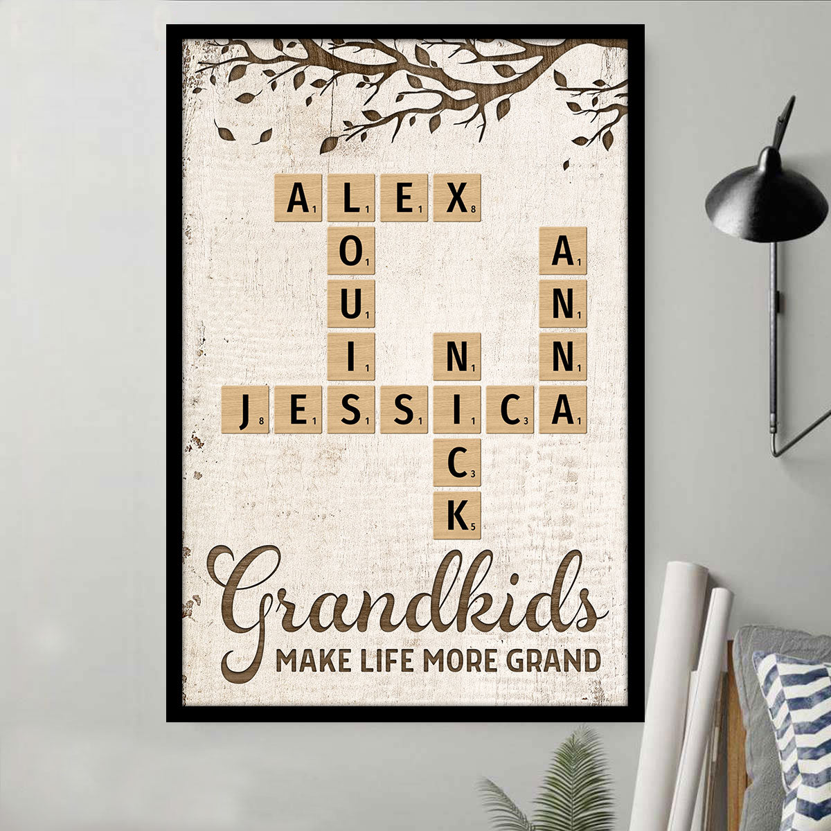 Grandkids Make Life More Grand Crossword Puzzle Art Personalized Poster