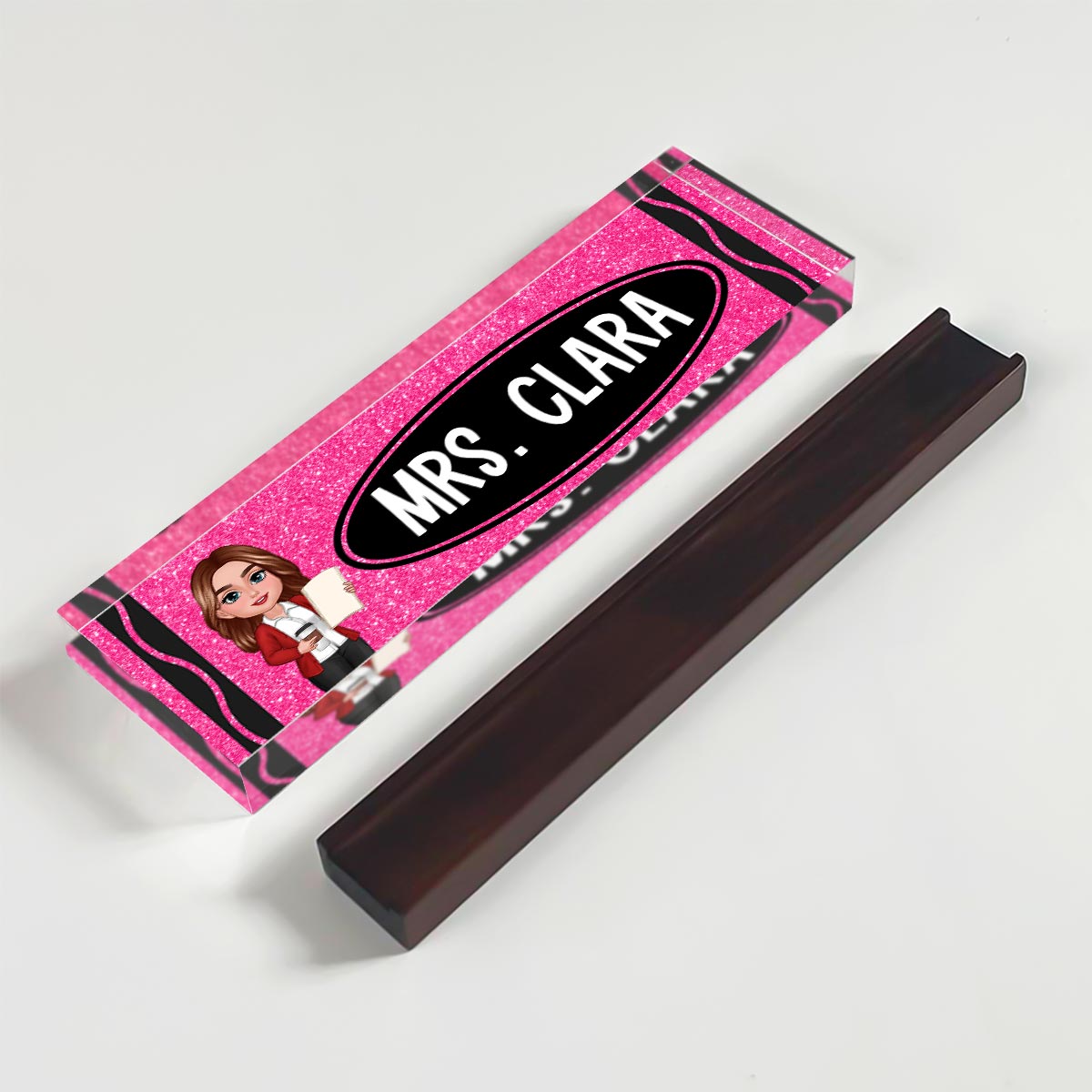 Teacher Crayon Personalized Acrylic Desk Name Plate, Gift For Teacher