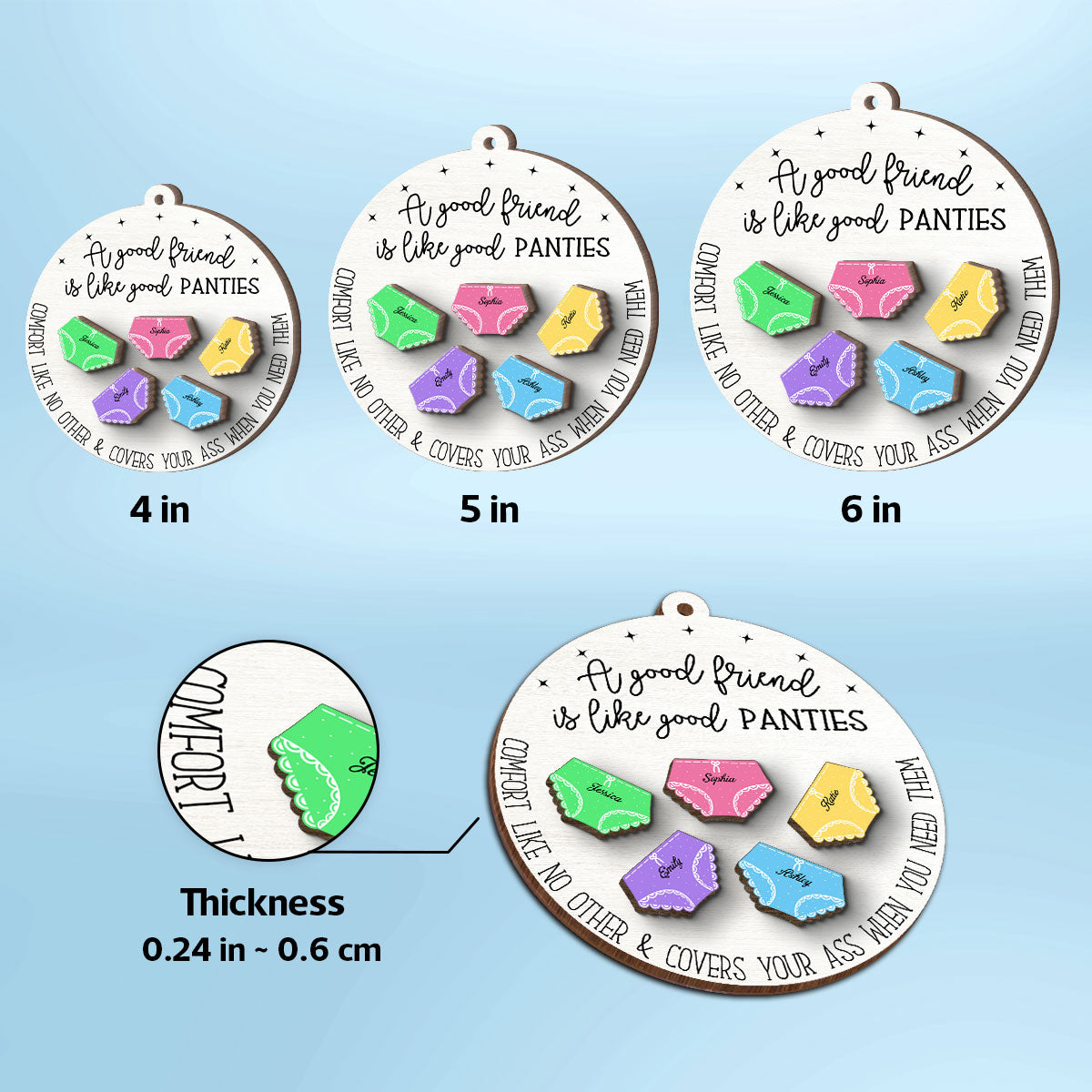 A Good Friend Is Like Good Panties Christmas Personalized 2-Layer Wooden Ornament