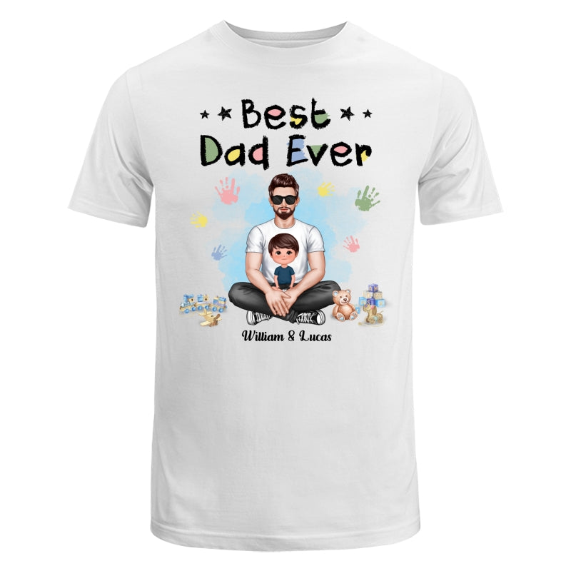 Dad Son Daughter Crayon Text Best Dad Ever Personalized Shirt