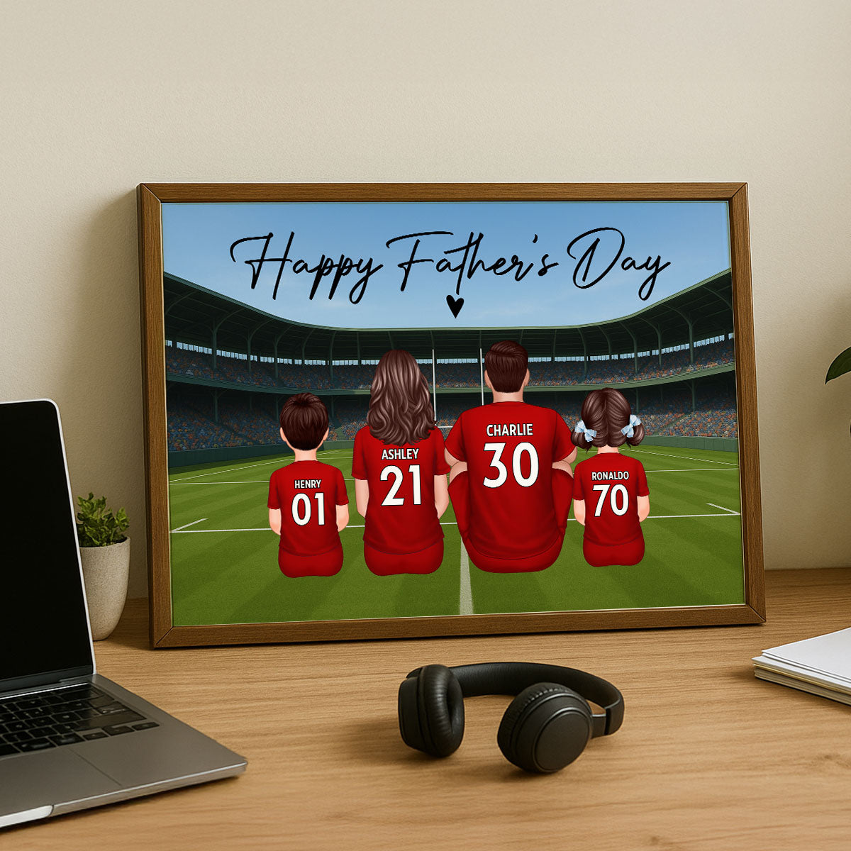 Rugby Family Daddy's Dream Team Personalised Poster| Heartfelt Father's Day Gift For Dad, Husband