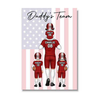 Nation Flag American Football Dad And Kids Personalized Vertical Poster
