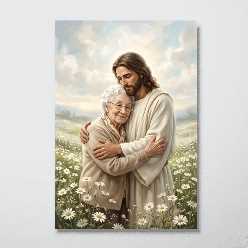 Safe in His Arms Photo Upload - Personalized Posters - Wall Decor, Christian Home Decor for Living, Prayer Room