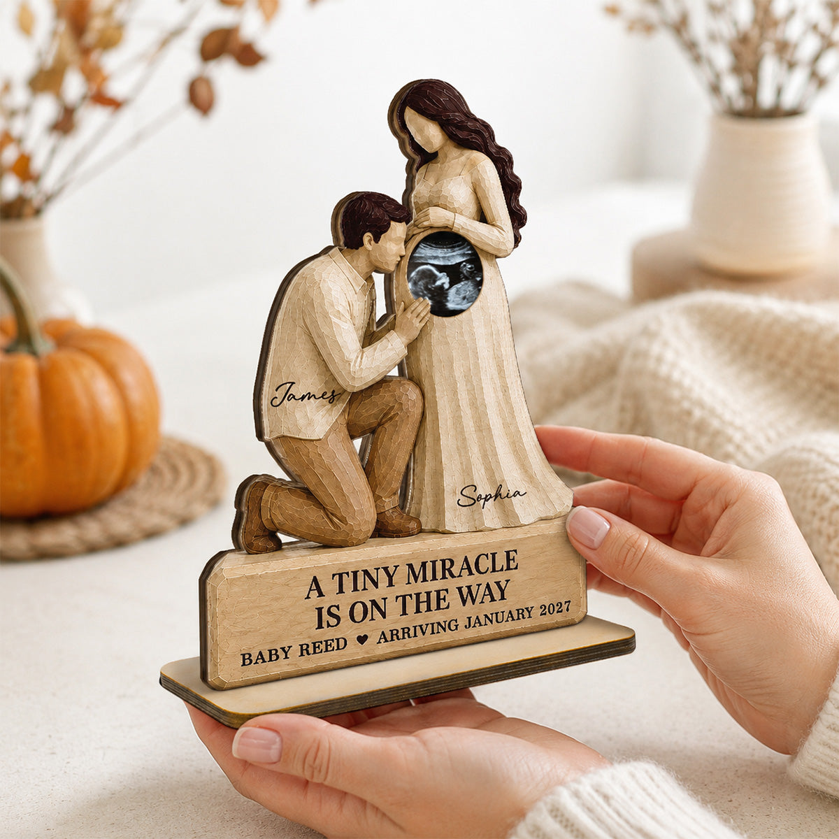 Tiny Miracle On The Way 2D Flat Printed - Personalized 2-Layered Wooden Plaque - Sentimental Keepsake For Expecting Parents
