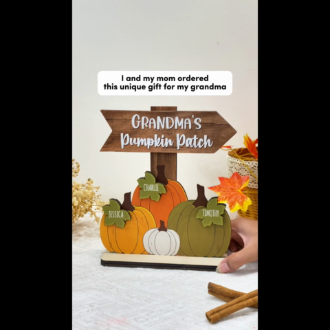 Pumpkin Patch Love – Personalized Autumn Plaque for Grandma’s Home