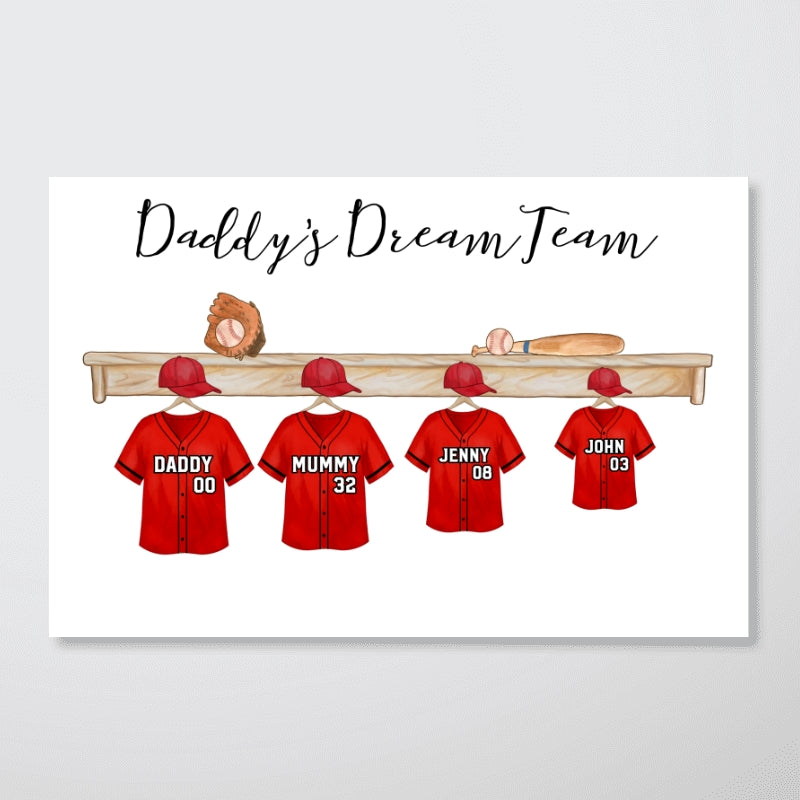 Family Baseball Team Personalized Horizontal Poster