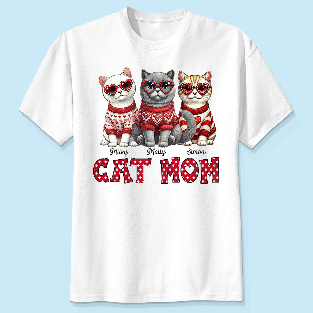 Cat Mom  Pattern Personalized Shirt,  Gift for Cat Moms