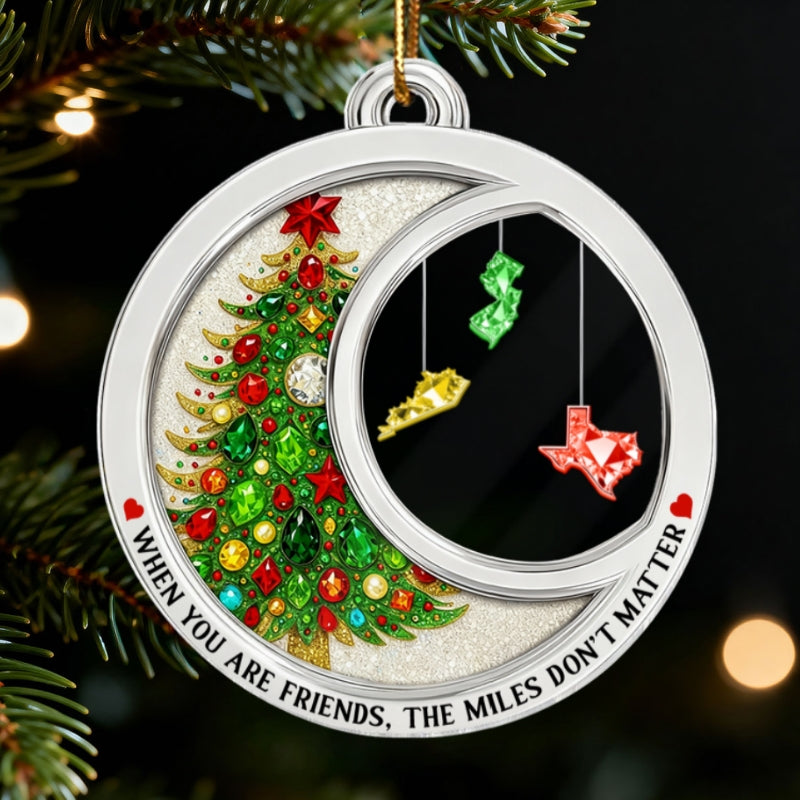 2D Flat Crystal Effect The Miles Don't Matter - Personalized Acrylic Ornament - Long Distance Gift For Besties, Family, Siblings