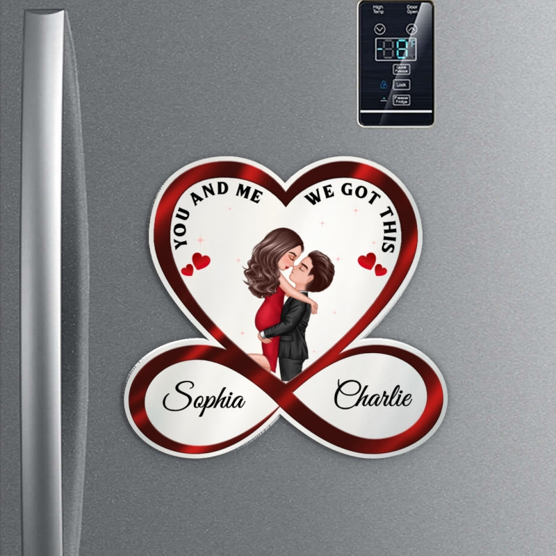 Infinity Heart Couple Hugging Kissing Valentine's Day, Anniversary Gift For Him Gift For Her Personalized Acrylic Fridge Magnet