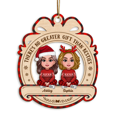 No Greater Gift Than Besties Sisters Crossed Legs Personalized Wooden Ornament