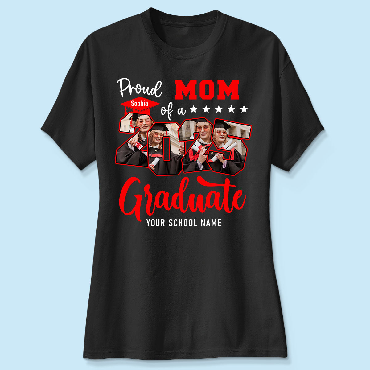 Proud Family Of 2025 Senior Graduation Upload Photo Personalized Shirt, Graduate Gift