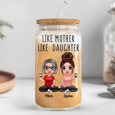 Doll Mom Daughter Like Mother Like Daughter Mother‘s Day Gift Personalized Clear Glass Can