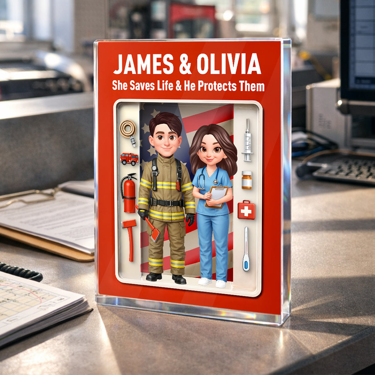 Custom Career "Action Figure" Style Acrylic Block Plaque - Heartfelt Gift for Him, for Her