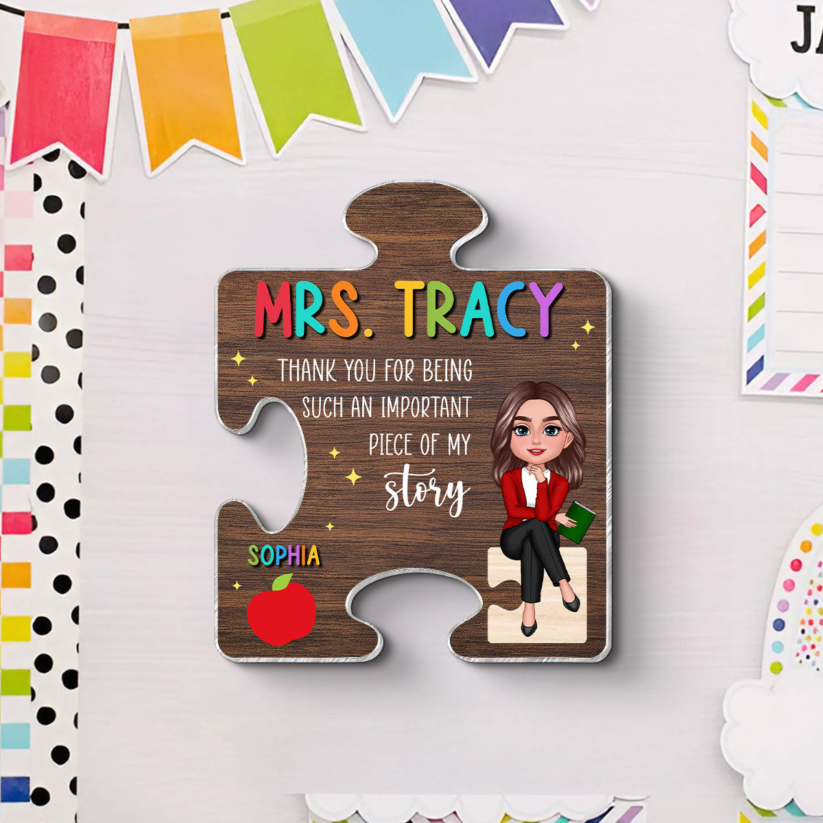 Teacher Thank You For Being Important Piece Of My Story Personalized Acrylic Magnet